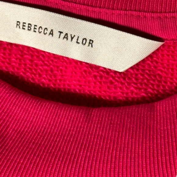 Rebecca Taylor Crop Sweatshirt Drawstring Hem Women Pima Cotton NWT - Picture 6 of 10